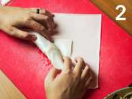 Wrapper folded up halfway Wrapper folded up halfway